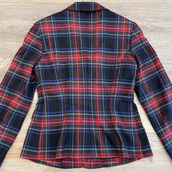 Vintage 90s Moschino Jeans Blazer Jacket Y2K Plaid Tartan Womens S/M Tweed EUC - Picture 11 of 14